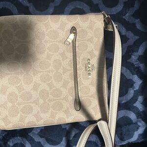 Coach Beige Crossbody Bag with Gold Accents